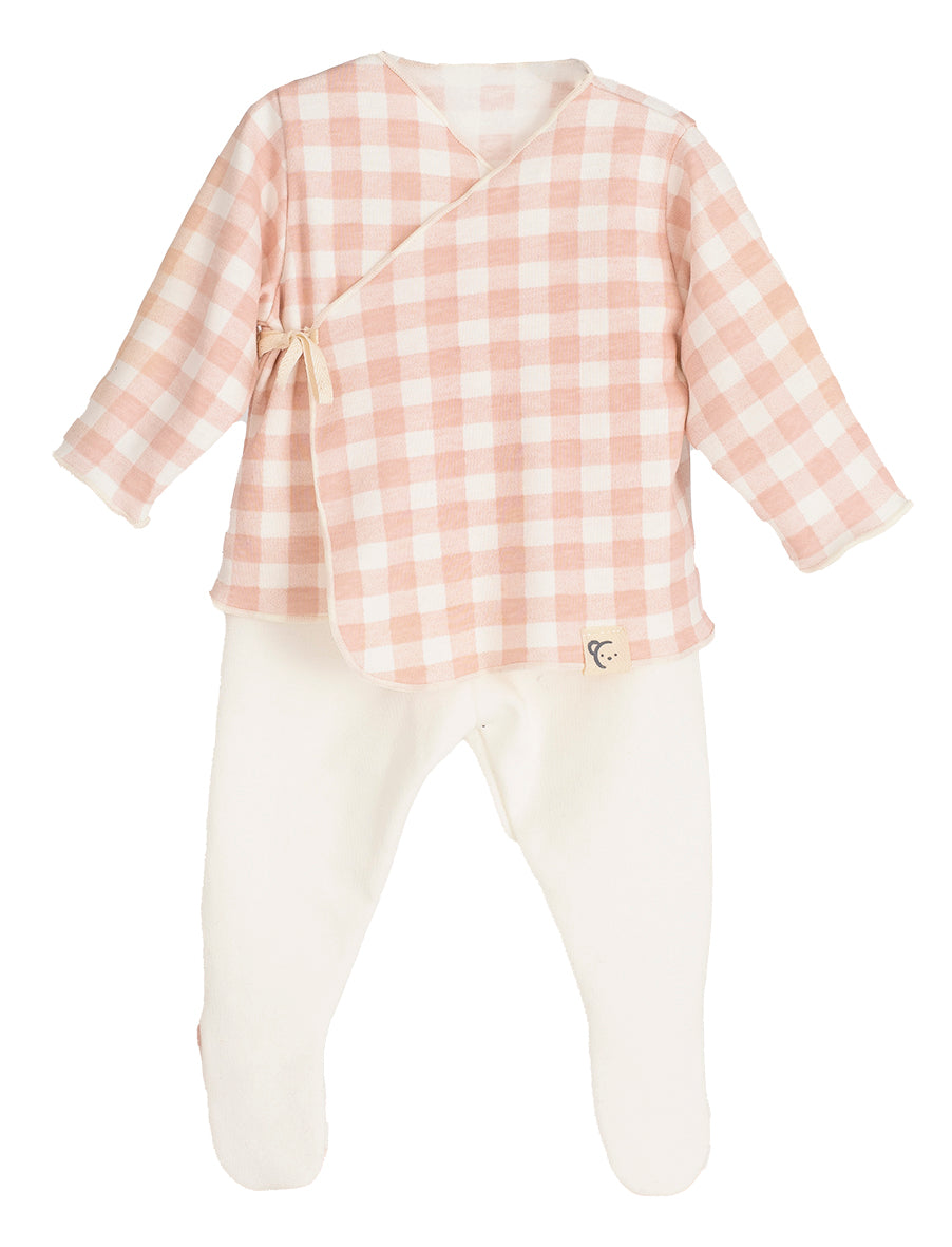 Set nascita "Vichy" completino + guantini + cappellino Calamaro baby